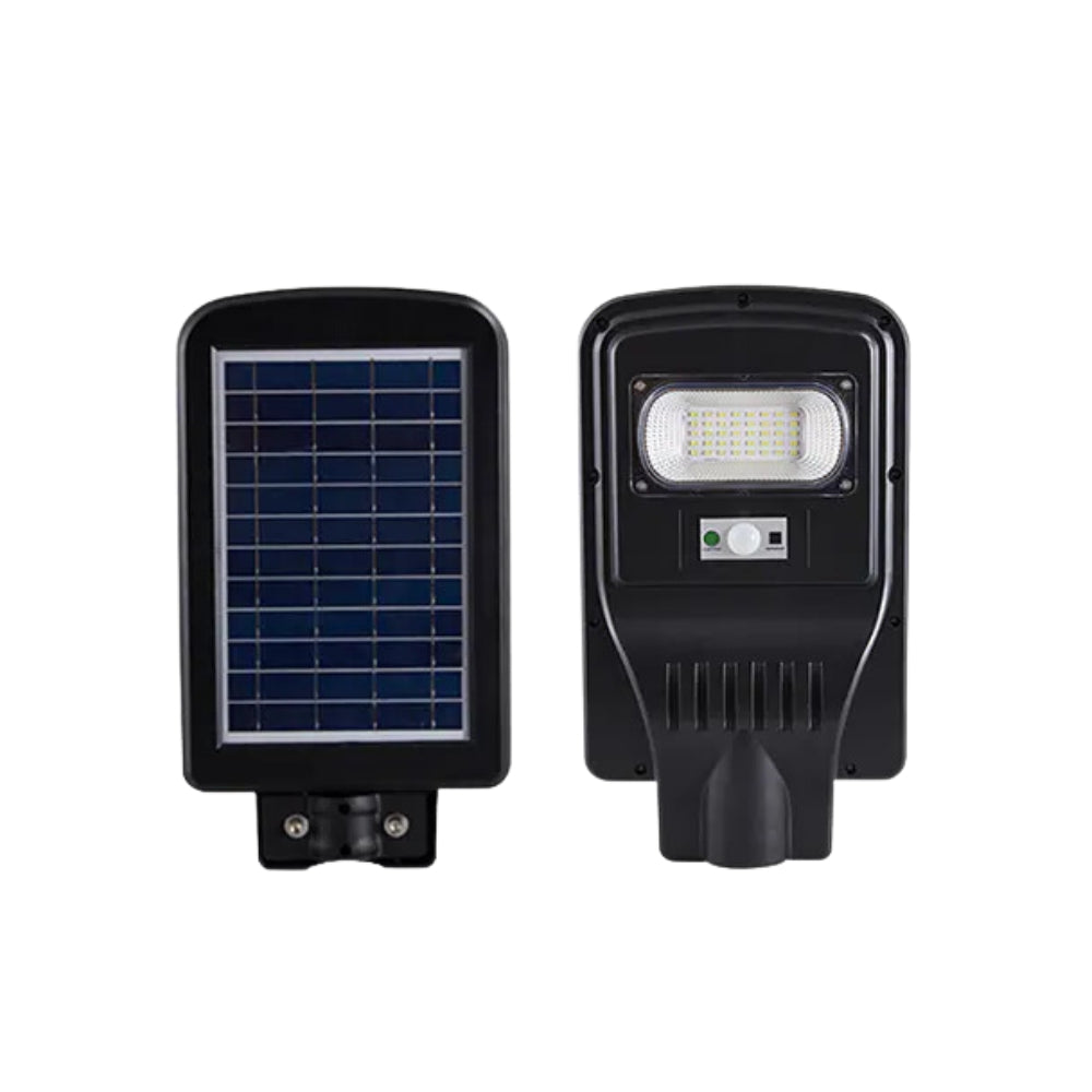 "Imported 30W all-in-one street light with integrated solar panel and LED, ideal for outdoor lighting"