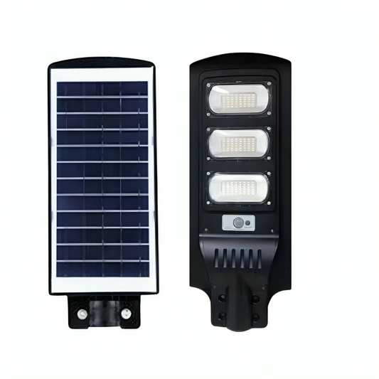 "Imported 90W all-in-one street light with integrated solar panel and LED, ideal for outdoor lighting"